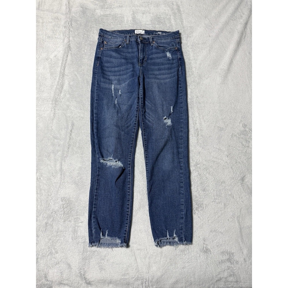 Nicole Miller Jeans Womens 8 Blue SOHO High‎ Rise Ankle Skinny Distressed 29x25